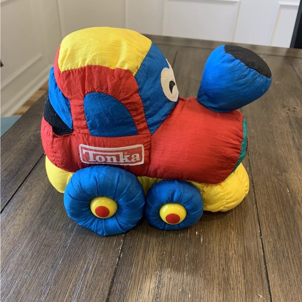 Vintage Tonka SOFT WALKIN' WHEELS Plush  Train Tested Works RED BLUE RARE HTF